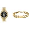 Armani Exchange orologio e bracciale da uomo in acciaio inossidabile color oro, set