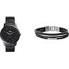 FOSSIL orologio minimalist da uomo in acciaio inossidabile nero e bracciale in pelle Townsman, set
