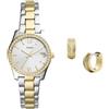 Fossil orologio da donna Scarlette Mini in acciaio inossidabile bicolore e orecchini Harlow color oro, set