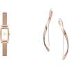 Skagen orologio da donna Hagen Micro in acciaio inossidabile color oro rosa e orecchini Kariana, set