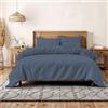 Italian Bed Linen Copripiumino Matrimoniale effetto Water Washed, Parure Copri Piumino: Sacco Piumone 250x200cm con Patella e Coppia Federe - Blu