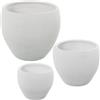 DRW Set di 3 vasi in ceramica in bianco sabbia 30 x 30 x 12 cm