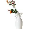 XMMEIMK Vaso con atteggiamento, vaso in ceramica bianca, vaso di forma unica, vaso moderno da 17,8 cm, può essere utilizzato come decorazione per tavolo da pranzo, libreria e scrivania