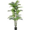 DRW Pianta artificiale di una palma bambù con 6 tronchi in PVC in verde 190x55x55cm