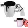 Avilia Tazza Caffè o Tè Ceramica Argento con Design Unico Pistola - Maniglia Originale, 300ml, Idea Regalo Divertente e Elegante
