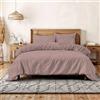 Italian Bed Linen Copripiumino Matrimoniale effetto Water Washed, Parure Copri Piumino: Sacco Piumone 250x200cm con Patella e Coppia Federe - Rosa Antico