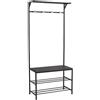 DRW Appendiabiti da Pavimento con 4 Ripiani in Metallo e MDF in Nero, Multicolore, Medidas: 80x80x74 cm