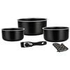 Herzberg Batteria da cucina - Set di pentole a induzione - Set di pentole e padelle per tutti i fuochi - Set da cucina con 5 elementi speciale cottura con rivestimento in marmo e manico rimovibile - Nero