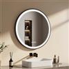 EMKE Specchio bagno rotondo 80 cm, specchio rotondo con interruttore tattile e funzione antiappannamento,3 colori di luce,specchio tondo bagno cornice nera e tracolla regolabile