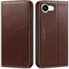 SHIELDON Cover per iPhone 17e/16e 5G 6.1, Custodia a Portafoglio in Vera Pelle [Chiusura Magnetica] [Blocco RFID] Leather Wallet Case con Cavalletto Compatibile con iPhone 16e/17e 2026 - Caffè Retro