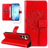 Dcjlbo Cover per Samsung Galaxy A17 4G/5G Custodia Cover in Pelle Portafoglio a Libro con Pellicola Vetro Temperato Porta Carte Cover Flip Case Antiurto Custodia-Rosso