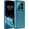 kwmobile Custodia Compatibile con Xiaomi Redmi Note 14 PRO+ 5G / Redmi Note 14 PRO Plus 5G Cover - Protezione Back Case Morbida - Silicone TPU Effetto Metallizzato Blu Caraibi metalizzato