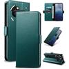 Yunubeyii Cover Libro per Nothing Phone 3a - [Blocco RFID] Luxury PU Leather Portafoglio Card Holder Magnetic Phone Custodia con Kickstand, Cover Protettiva Antiurto, Verde