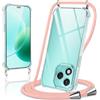 Coiwxmoi Cover per Honor 400 Lite con Cordino 6,7,Trasparente Custodia con Laccio Tracolla Corda Catena Cinghia,Ultra Morbido Silicone TPU Antiurto Case per Honor 400 Lite, Oro Rosa