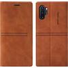 OKZone Cover per Samsung Galaxy Note 10 Plus, Cover a Libro Samsung Note 10 Plus, Custodia in Pelle Samsung Note 10 Plus Magnetica Custodia Silicone TPU,Funzione Supporto Slot Schede (Marrone)