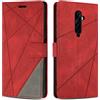 SONWO Cover per Oppo Reno 2Z / Oppo Reno 2F Custodia, Flip Caso in PU Pelle Case Cover Premium Portafoglio Custodia per Oppo Reno 2Z / Oppo Reno 2F, Supporto Stand, Slot per Schede, Rosso