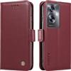 XINNI Cover per Oppo A79 5G Custodia, Semplice Cellulare Libro Antiurto Flip Pelle PU/TPU Magnetica Case, VinoRosso