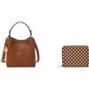 Fossil Donna Jessie Borsa in pelle marrone e portafoglio Logan, Set