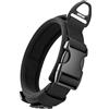 OneTigris Collare Tattico per Cani, Pensato per cani piccoli, con Maniglia di Comando, Collare Militare in Nylon con Due anelli in lega di alluminio e anello di plastica Nero, S(30-40 cm)