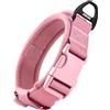 OneTigris Collare Tattico per Cani, Pensato per cani piccoli, con Maniglia di Comando, Collare Militare in Nylon con Due anelli in lega di alluminio e anello di plastica Rosa, XS(25-33 cm)