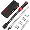 VANPO 1/4 Chiave Dinamometrica 20-220Nm, 72 Dente Set di Chiavi Dinamometriche Auto con 1/2 Barra di Rottura 380mm, 125mm Barra di Prolunga, 17mm/19mm/21mm/23mm Bussole, per Cambio Gomme Auto e Moto