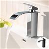 Eozakavod Rubinetto da Bagno Cromo con Cascata e Monocomando Miscelatore per Lavabo - Freddo e Caldo