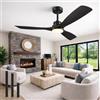 Forrovenco Ventilatore a Soffitto Moderno con Luce e Telecomando, 132 cm Ventilatore Nero Silenzioso 3 Pale, 6 Velocità, Timer, Motore DC Reversibile per Interni ed Esterni, Camera da Letto e Patio