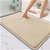 Homaxy Tappetino da bagno in memory foam, morbido, antiscivolo, lavabile, spesso, assorbente, tappetino per doccia, per il bagno - 60x90 cm, beige
