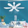TangDao Mini Ventilatore da soffitto mobile, Alimentazione USB/5 W 6 Lame Ventilatore Regolazione del vento a 4 livelli con telecomando Ø 42 cm (Telecomando)