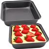 Inheming 2Pcs Teglia da Forno Antiaderente Nero, Quadrata Profonda Teglia da Forno Acciaio al Carbonio, Rostiera Antiaderente Teglia per torte di lasagne, Brownie, 22 x 22,5 x 5 cm