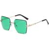 WDZAYXC Occhiali da sole quadrati senza bordi per uomo e donna, Trendy Gradient Color Lens, montatura in metallo oro e tempio nero, protezione UV moda occhiali, verde scuro