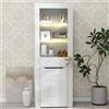 FOERPL Vetrina da collezione con luce, vetrina in vetro con porta, 165 x 60 x 35,5 cm, LED, 16 colori, mobili da soggiorno con mensola, libreria, buffet (K, bianco)