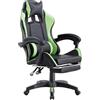 Brigros - Sedia da Gaming Racing Ergonomica Reclinabile con Braccioli, Poltrona Ufficio Girevole con Rotelle, Poggiapiedi, Poggiatesta e Cuscino Lombare in Similpelle, Portata: 125kg (Verde)