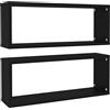 JHQHSM Mensole Parete a Cubo 2pz Cubo rettangolare da parete Scaffale espositivo Pareti Decorative Nere 60x15x23 cm Legno Multistrato