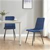 [en.casa] Set di 2 Sedie da Sala Pranzo Poltroncine per Salotto Coppia di Sedie Imbottite con Rivestimento in Tessuto Trapuntato Effetto Velluto - Blu Scuro