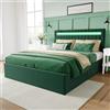 MISNODE Letto Contenitore 160 x 200 cm, Letto Matrimoniale con Luci LED, Struttura Letti Imbottita in Velluto con Testiera e Rete a Doghe, Sollevamento Idraulico, Verde (Verde, 160 x 200cm)