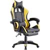 Brigros WeHome - Sedia da Gaming Racing Ergonomica Reclinabile con Braccioli, Poltrona Ufficio Girevole con Rotelle, Poggiapiedi, Poggiatesta e Cuscino Lombare in Similpelle, Portata: 125kg (Giallo)