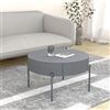 [en.casa] Tavolino da Caffè a Piano Rotondo con Cassetto 36 x Ø60 cm Tavolo Basso Centrale per Salotto Soggiorno Studio con Telaio in Metallo - Grigio