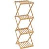 DRW Scaffale da pavimento pieghevole con 4 ripiani in legno naturale