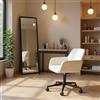 FurnitureR Sedia da parrucchiere, design moderno, in ciniglia, regolabile in altezza, ergonomica, con ruote, salvaspazio