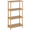 DRW Scaffale da pavimento con 4 ripiani in legno naturale