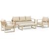 DRW Set di divano tavolino e 2 poltrone in alluminio e corda in beige 70,5 x 44,5 x 157 cm
