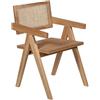 DRW Sedia con braccioli in legno e rattan alt seduta 45 cm in naturale 80 x 52 x 59 cm