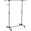 SONGMICS Stand Appendiabiti con Ruote, Attaccapanni, Altezza Regolabile 97-165 cm, Barra Estensibile, Ganci Laterali per Accessori, Color Argento e Blu LLR01L