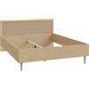 Forte Calasetta - Letto 160 x 200 cm, stile boho viennese, in legno intrecciato, decorazione: Elegancia Rovere/Technorattan, 167 cm di larghezza x 90 cm di altezza x 206 cm di profondità