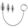 AMAZBEE Set di plug anali in metallo 3 in 1 con catena per sonda uretrale - Plug anali in acciaio inossidabile in 3 misure con plug per pene con perline e anello fallico (Spiral,1)