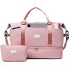 Outplea Borsone da viaggio grande 50 litri con scomparto per scarpe, tasca bagnata e borsa da toilette, Rosa, 50l