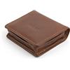 Giudi ® portafoglio in pelle vacchetta, vera pelle, uomo donna unisex, portamonete in vera pelle, Made in Italy (Marrone)