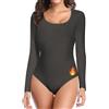 SHAPERIN Body Termico Donna Maniche Lunghe Maglia Termica Girocollo T-shirt Top Aderente Bodysuit Maglione Caldo, Beige, M