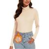 WOWENY Maglia Termica da Donna con Collo Alto Manica Lunga Elegante Pullover a Coste Calda e Comoda